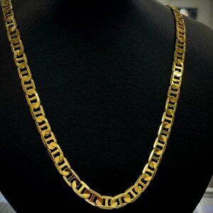 Yellow GF 7mm Mariner Link Chain Necklace 22" 38g/14K Chain For Mens Gifts